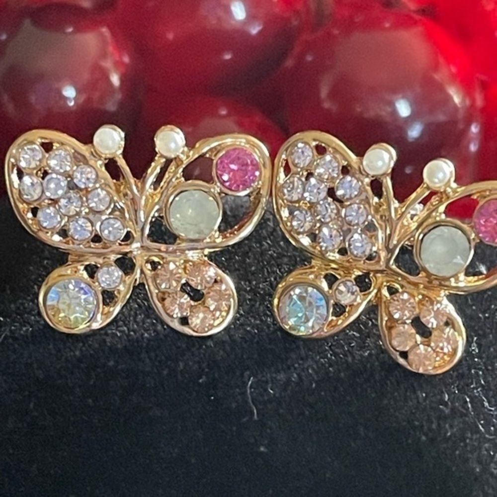 Gold Plated Muticolor Gem embellished Earrings
